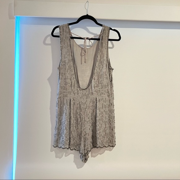 Free People grey beaded romper - Picture 3 of 4